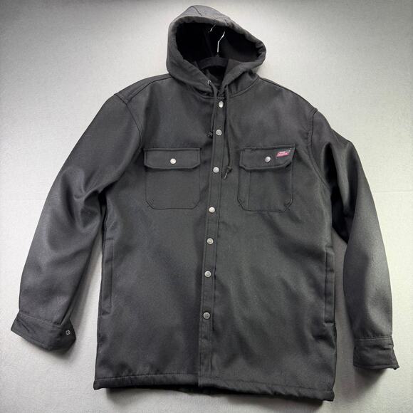 Dickies Black Quilted Insulated Flannel Shirt Jacket with Hood Size L/G (42-44) - Picture 1 of 13